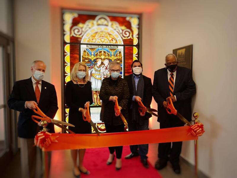 Rising from the ashes: Window honors Sam Houston State's history and motto